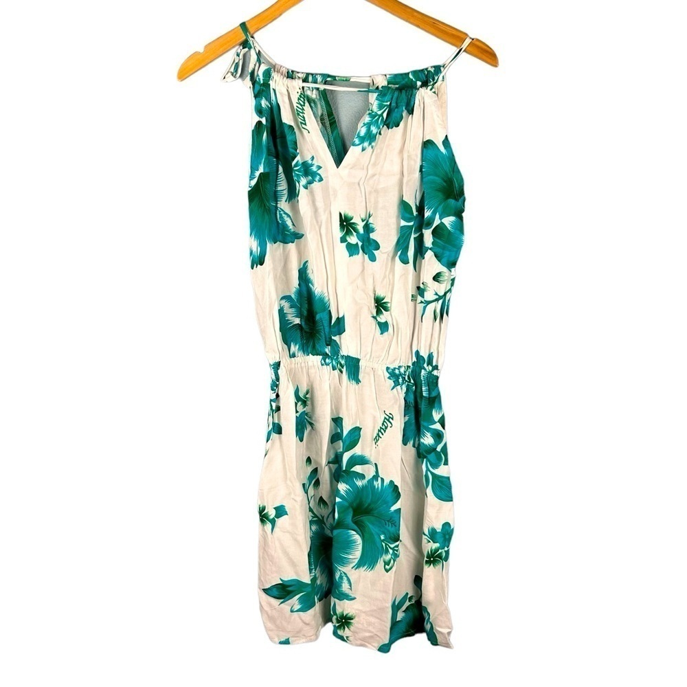 NWT Aloha Fashion Hawaiian Fashion White and Green Cover Up Dress One Size